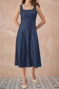 Navy Beautiful Soft Alluring Midi Dress