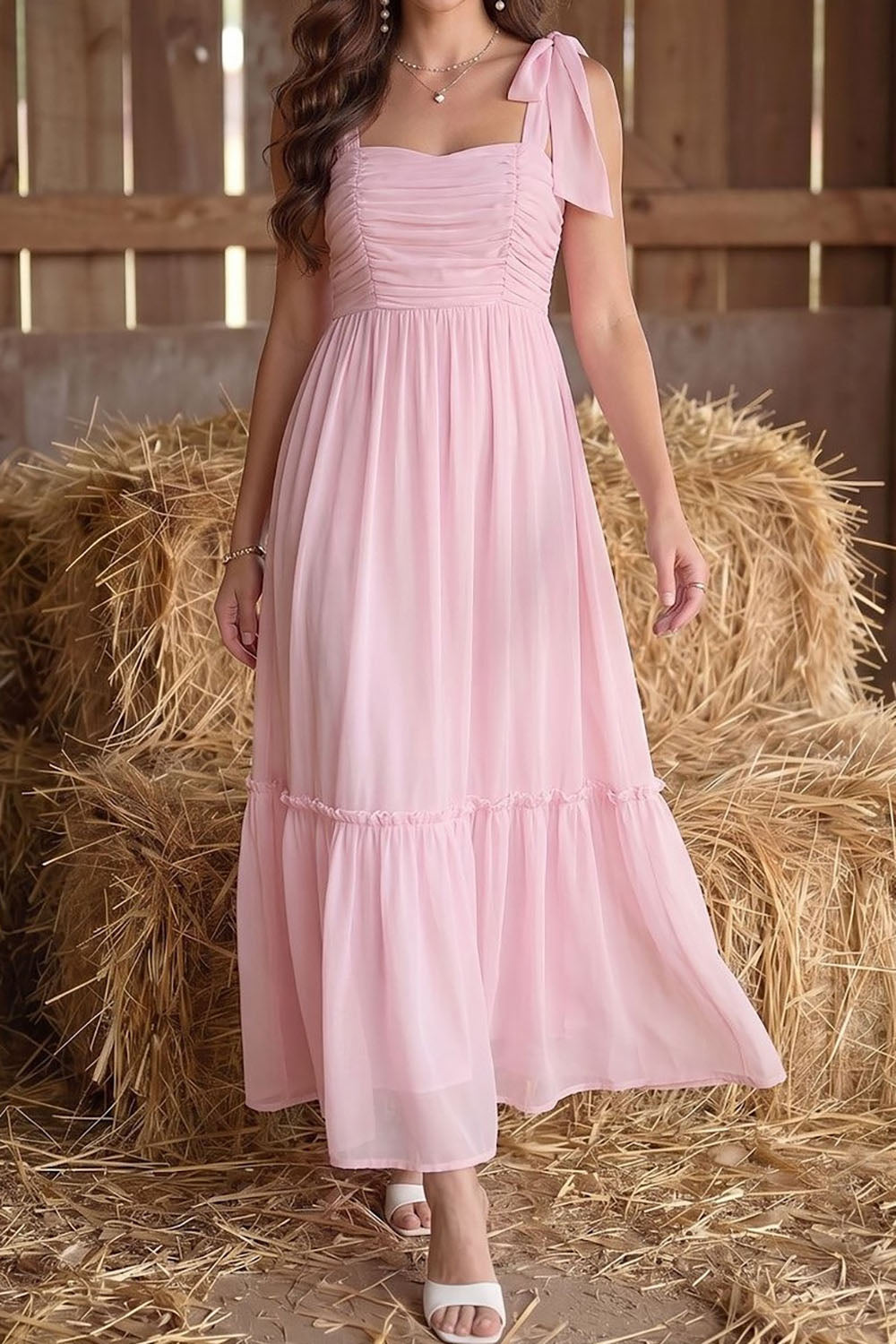 Pink Beautiful Soft Alluring Midi Dress