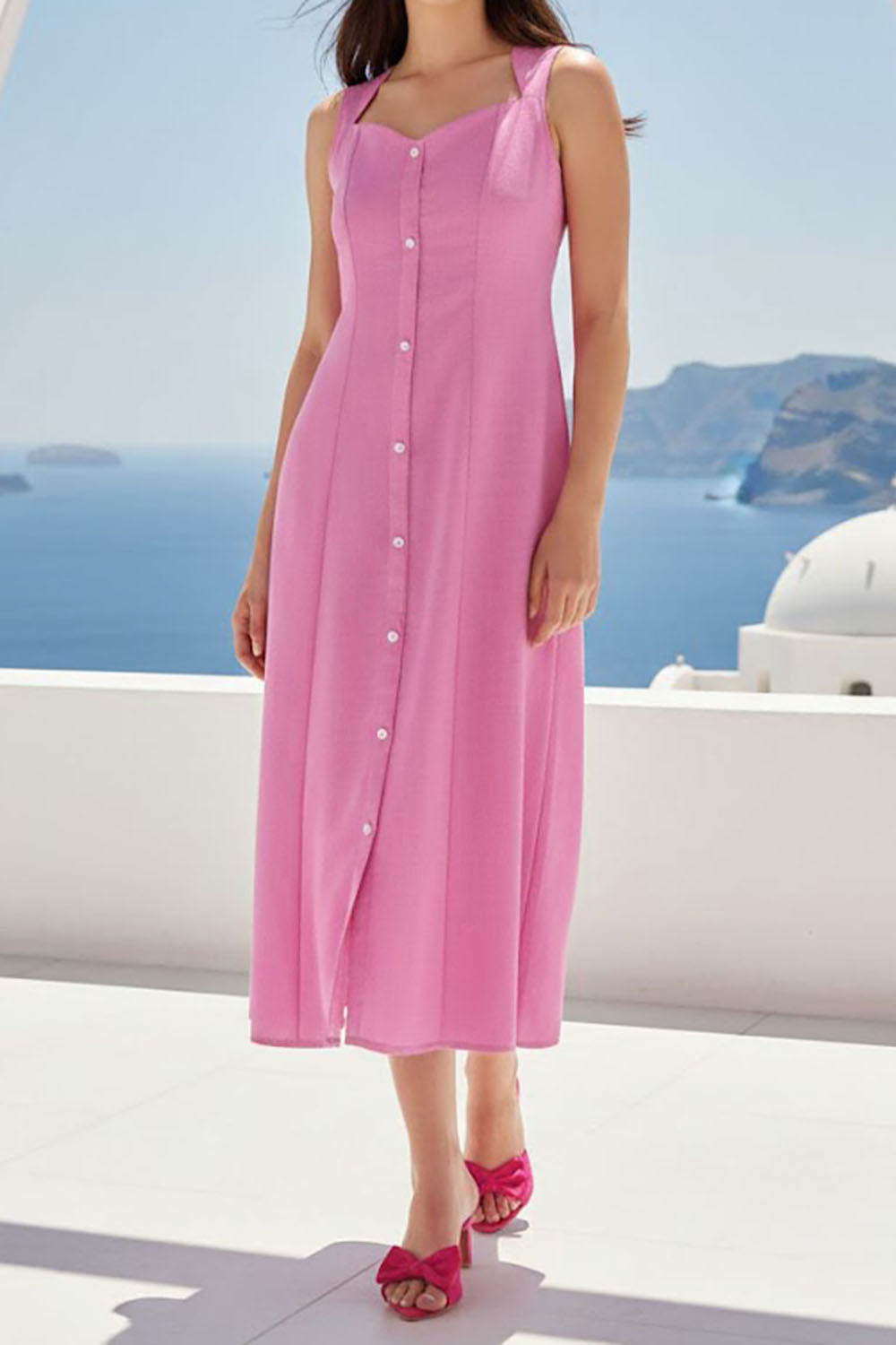 Pink Beautiful Soft Alluring Midi Dress