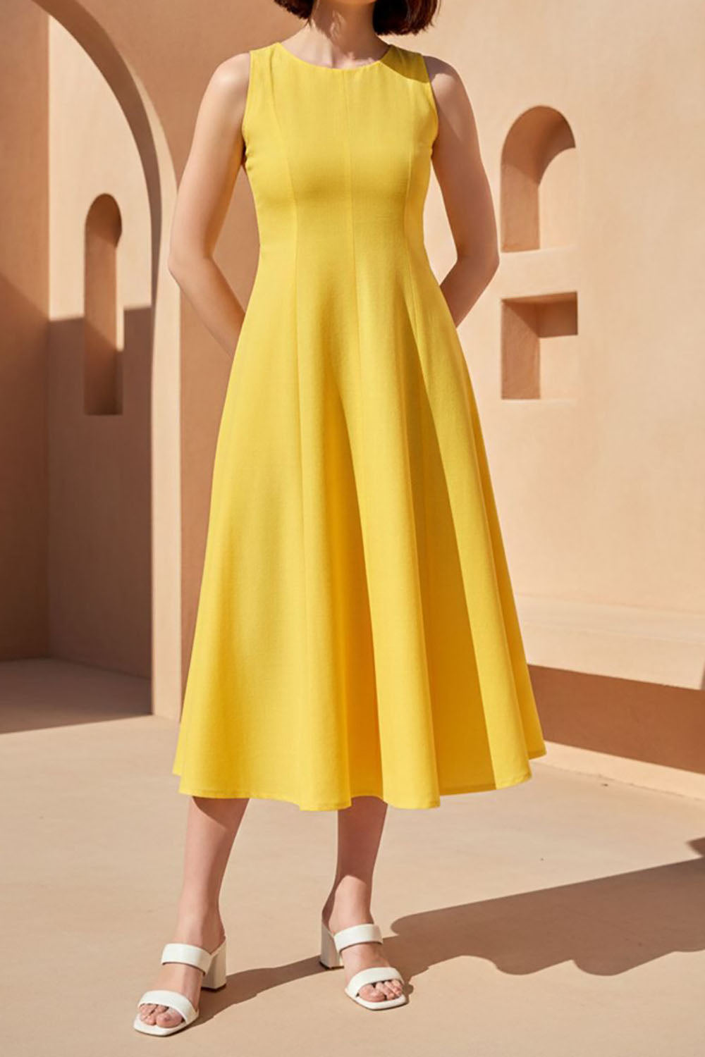 Yellow Look Beautiful Soft Alluring Midi Dress
