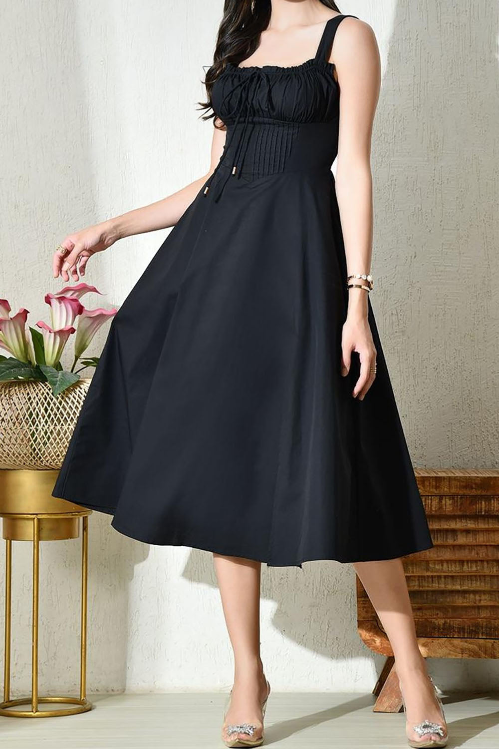 Black New Sheath Midi Dress