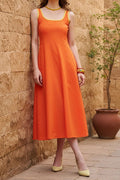 Orange Soft Alluring Midi Dress