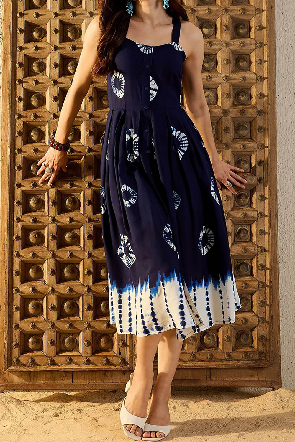 Beautiful Printed Square Neck A-Line Ethnic Dresses