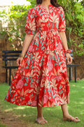 Shaded Printed Square Neck A-Line Ethnic Dresses