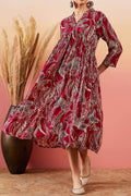 Floral Looks Printed Square Neck A-Line Ethnic Dresses