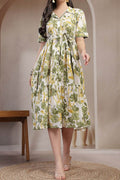 Looks Printed Square Neck A-Line Ethnic Dresses