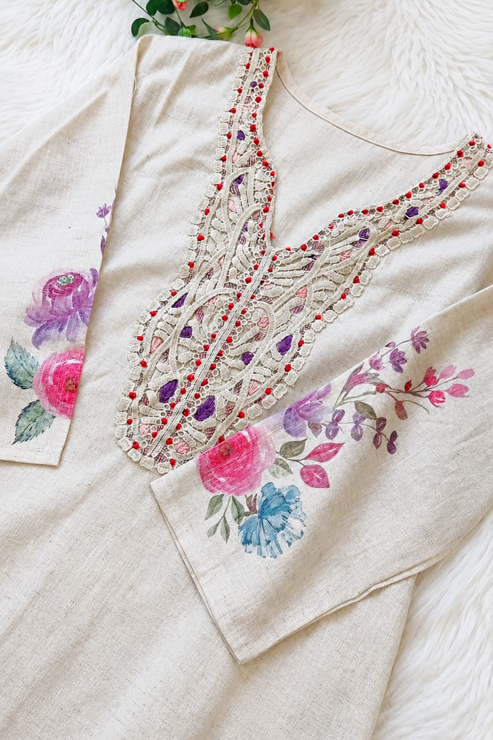 White Embellished Georgette Salwar Suit for Women's